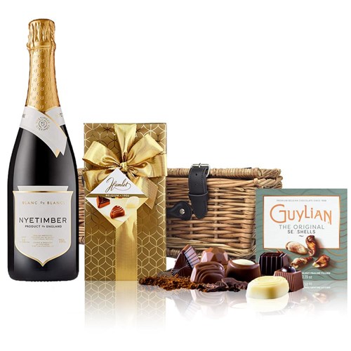 Nyetimber Blanc de Blancs English Sparkling 75cl And Chocolates Hamper